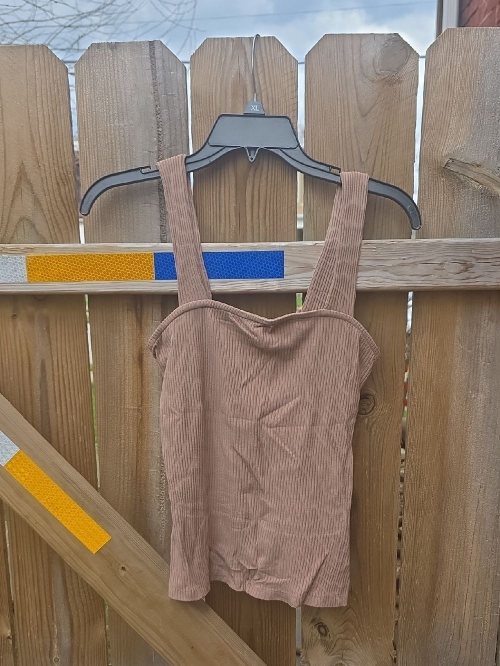 Anthropologie Brown Ribbed Square-Neck Camisole